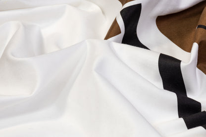 Abstract Cotton Sateen - Brown, White, Black