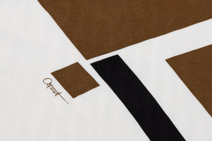 Abstract Cotton Sateen - Brown, White, Black