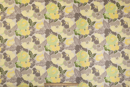 Floral Printed Cotton - Lime, Yellow, Gray