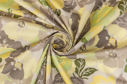 Floral Printed Cotton - Lime, Yellow, Gray