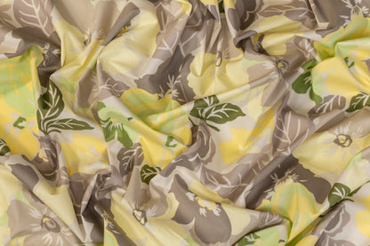 Floral Printed Cotton - Lime, Yellow, Gray