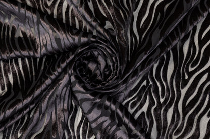 Zebra Design Velvet Burnout - Black