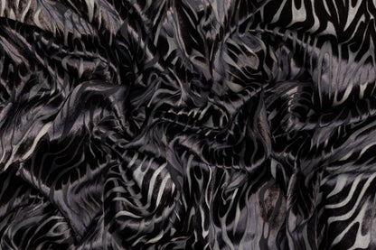 Zebra Design Velvet Burnout - Black