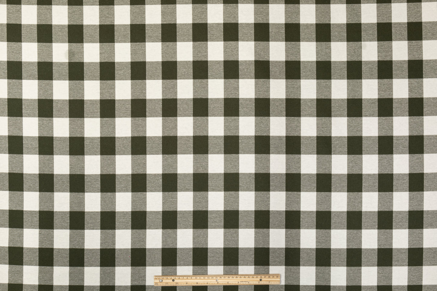 Plaid Poly Cotton Jersey Knit - Green and White