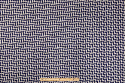 Houndstooth Cotton Jersey Knit - Blue and Off White