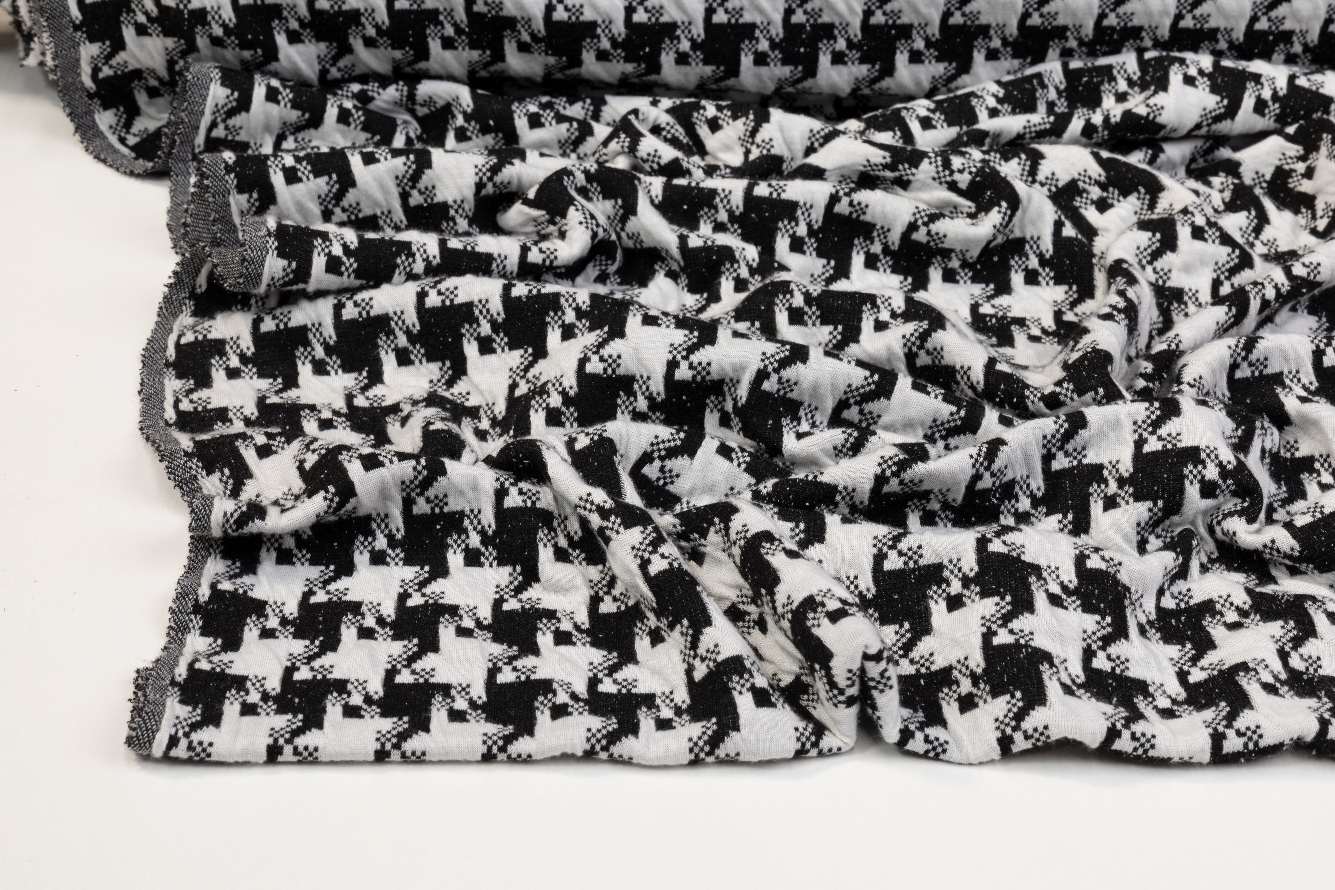 Houndstooth Jersey Knit - Black and White