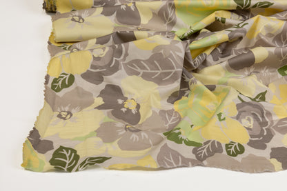 Floral Printed Cotton - Lime, Yellow, Gray