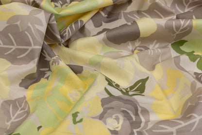 Floral Printed Cotton - Lime, Yellow, Gray