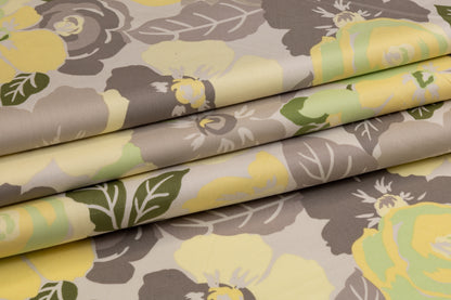 Floral Printed Cotton - Lime, Yellow, Gray