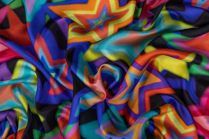Star Printed Italian Silk Twill - Multicolor