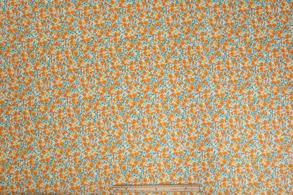Textured Ditsy Floral Italian Cotton - Blue, Orange, Yellow