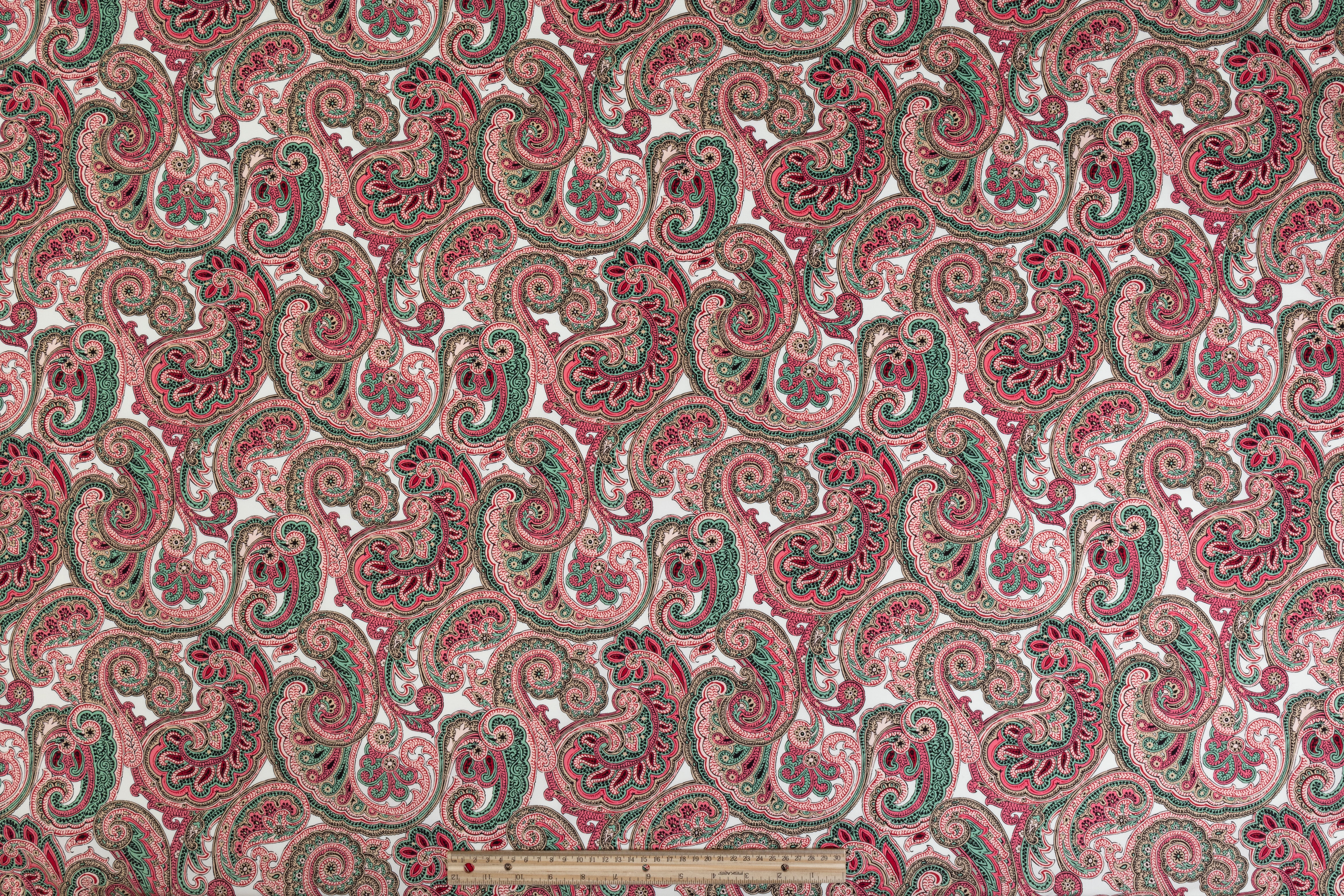 Paisley Italian Cotton - Pink, Green, White