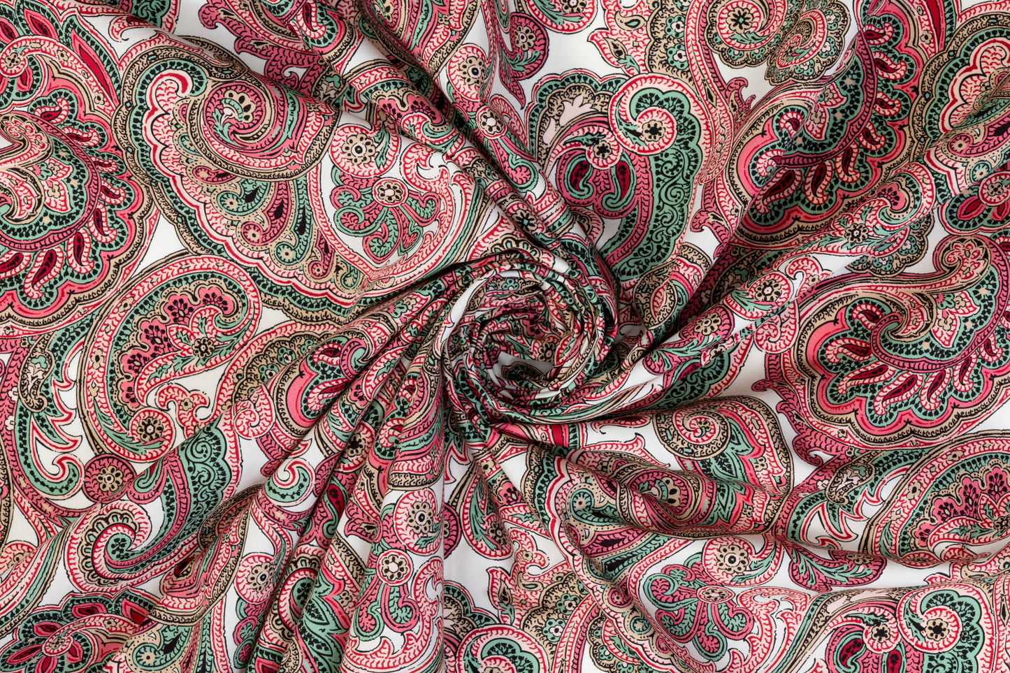 Paisley Italian Cotton - Pink, Green, White