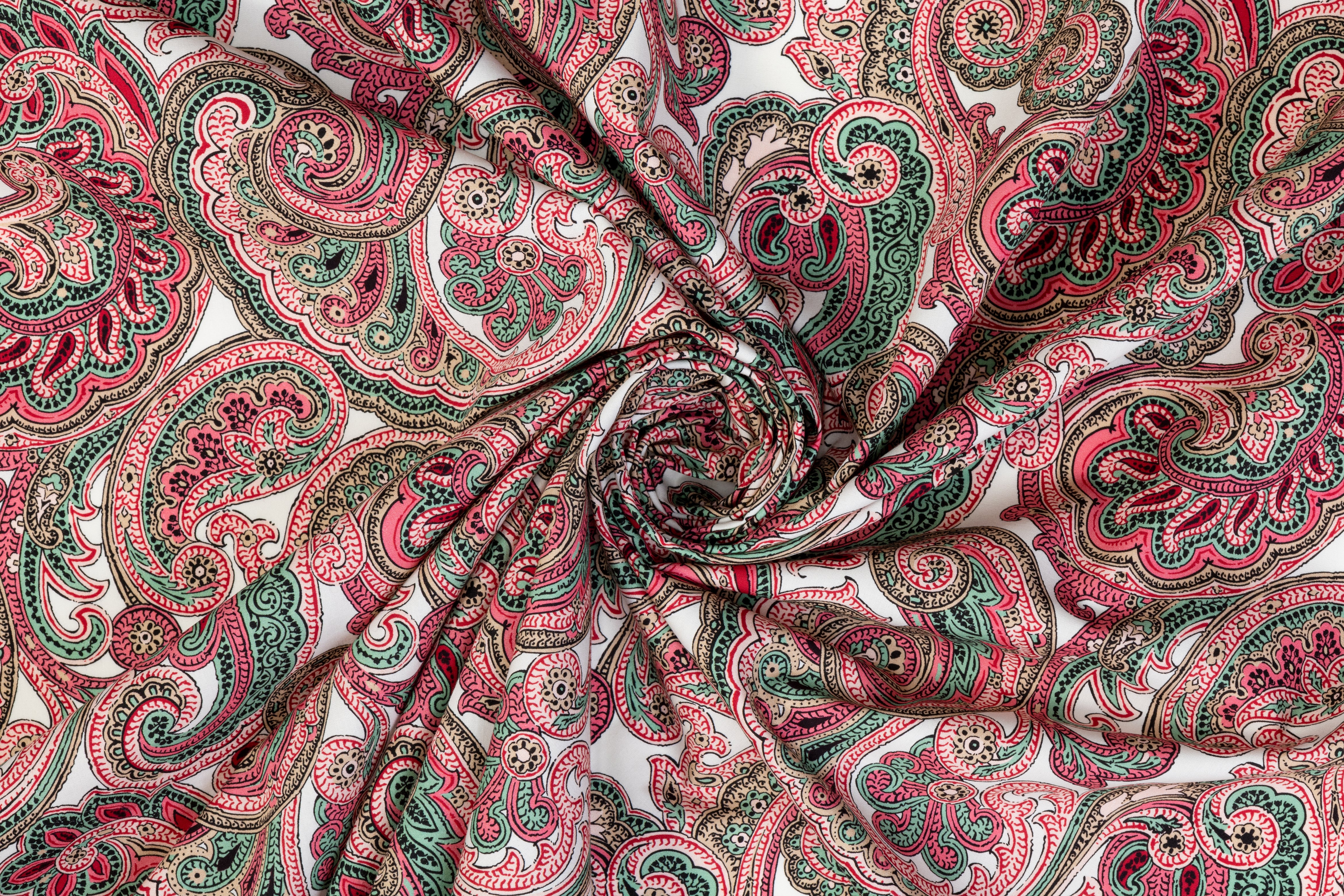 Paisley Italian Cotton - Pink, Green, White