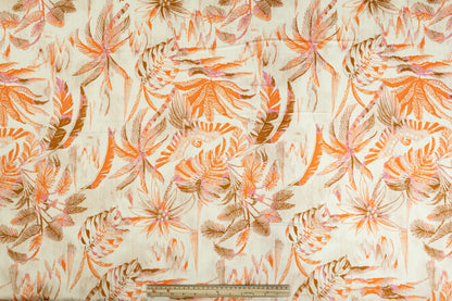 Tropical Printed Italian Cotton - Beige, Orange, Brown, Purple