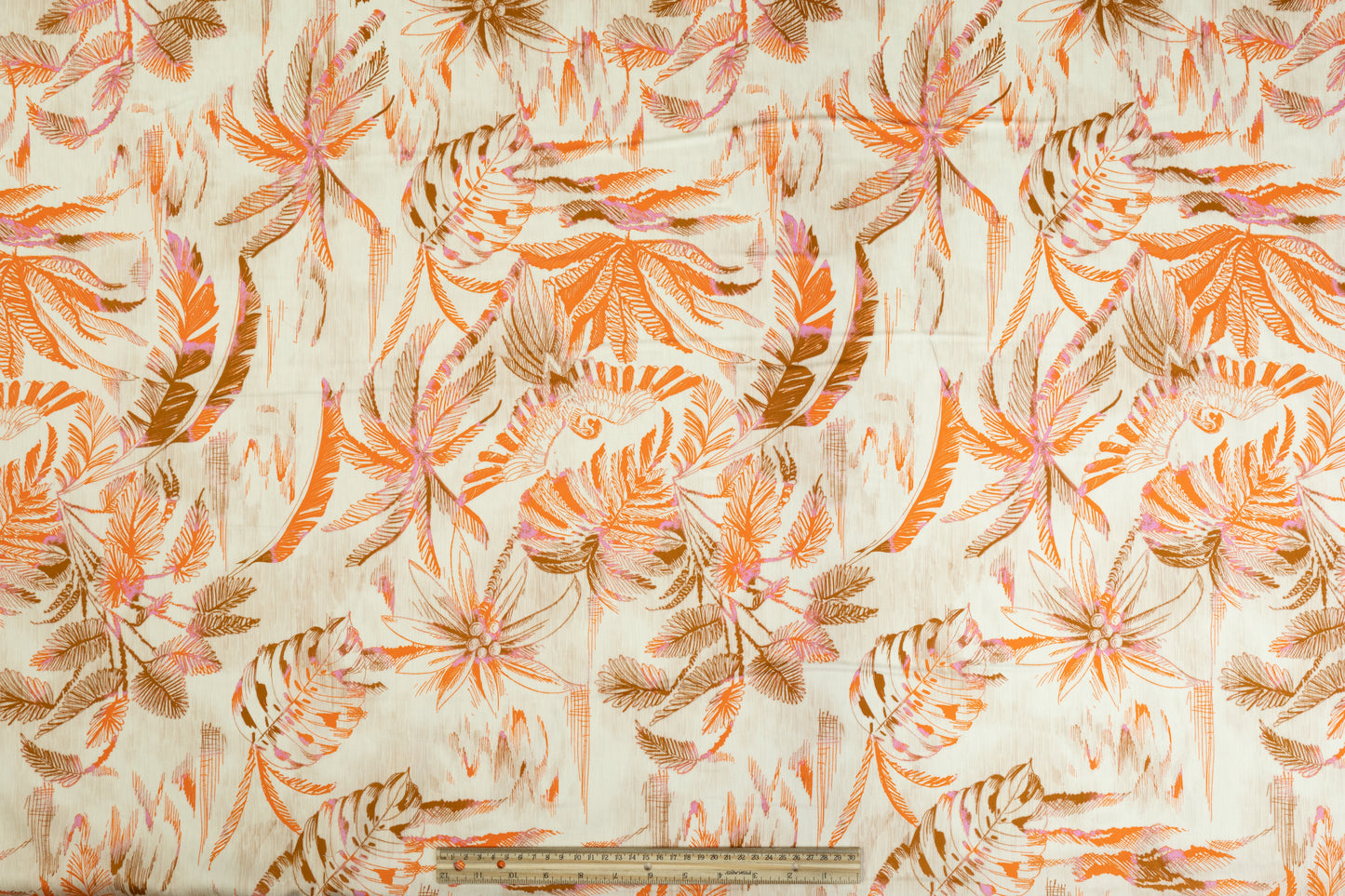 Tropical Printed Italian Cotton - Beige, Orange, Brown, Purple