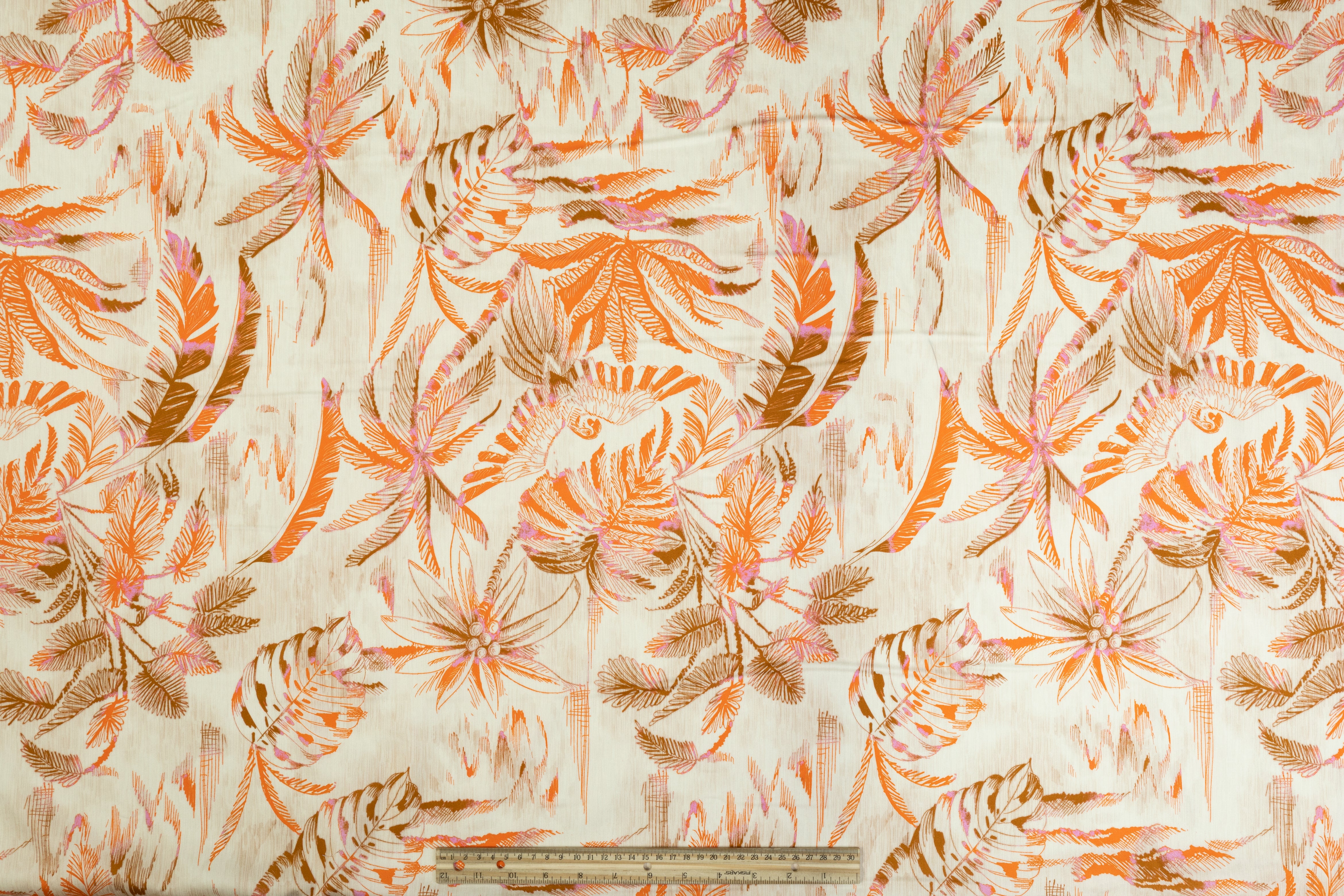 Tropical Printed Italian Cotton - Beige, Orange, Brown, Purple