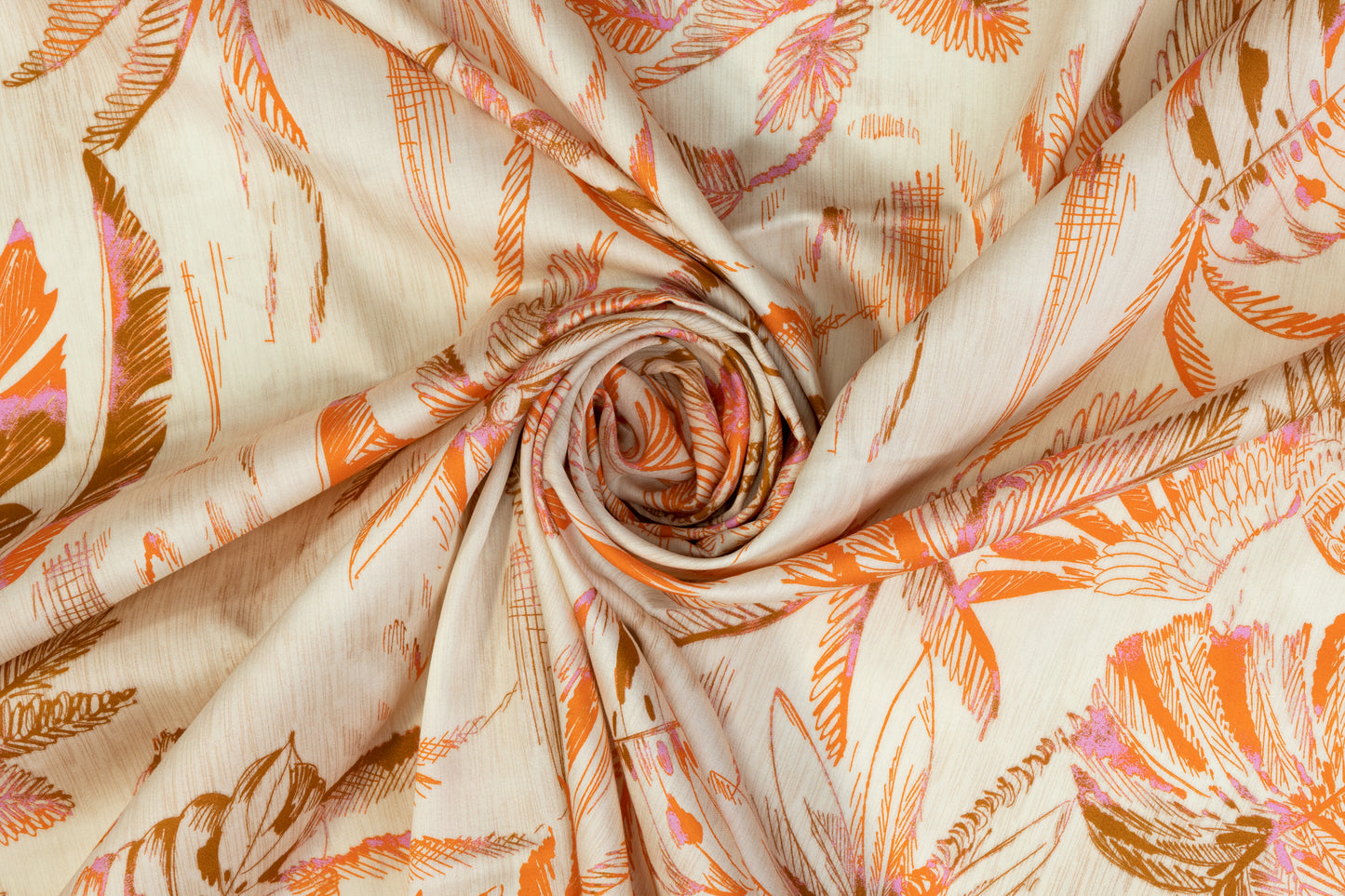 Tropical Printed Italian Cotton - Beige, Orange, Brown, Purple