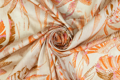 Tropical Printed Italian Cotton - Beige, Orange, Brown, Purple