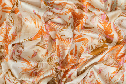 Tropical Printed Italian Cotton - Beige, Orange, Brown, Purple