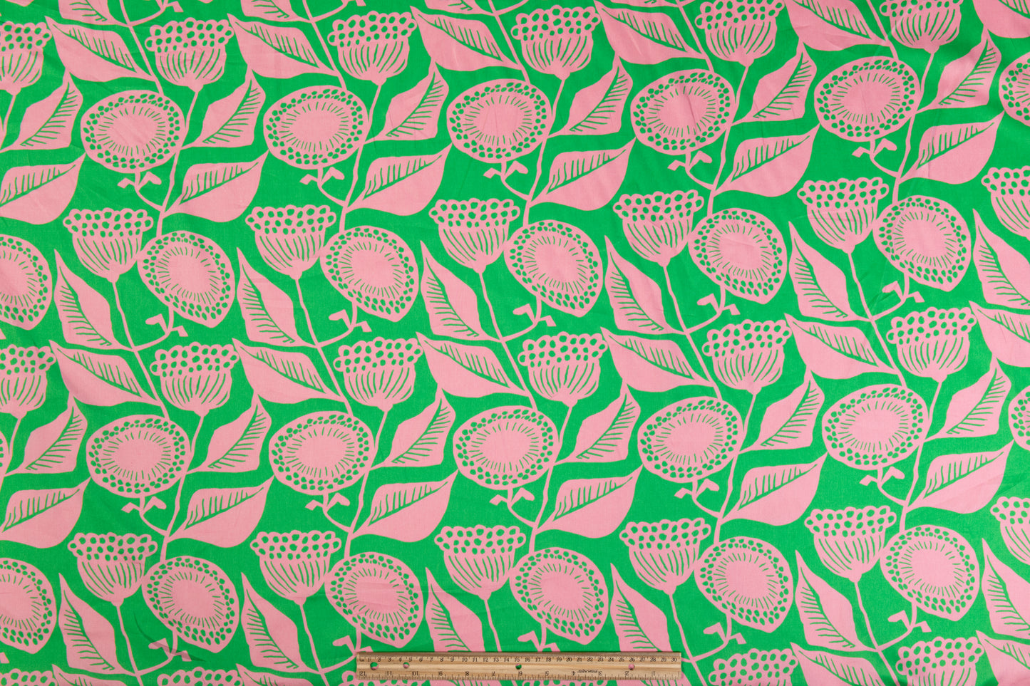 Floral Italian Cotton - Green and Pink