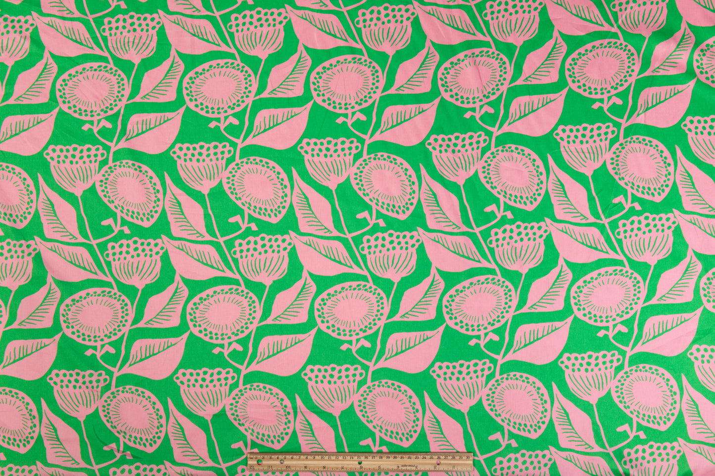 Floral Italian Cotton - Green and Pink