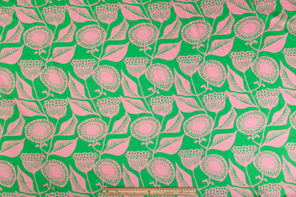 Floral Italian Cotton - Green and Pink