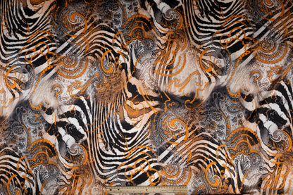 Italian Silk Charmeuse - Orange, Black, Brown