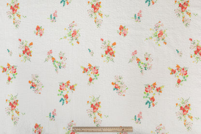 Crinkled Italian Stretch Cotton - White / Multicolor