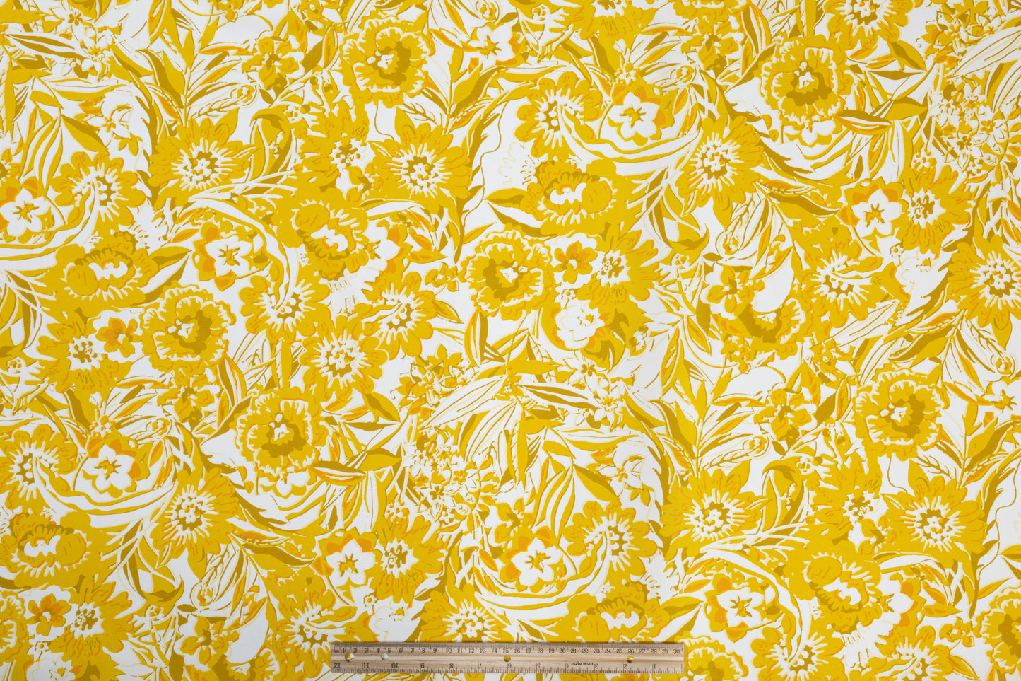 Floral Italian Cotton - Yellow, Khaki, Orange, White