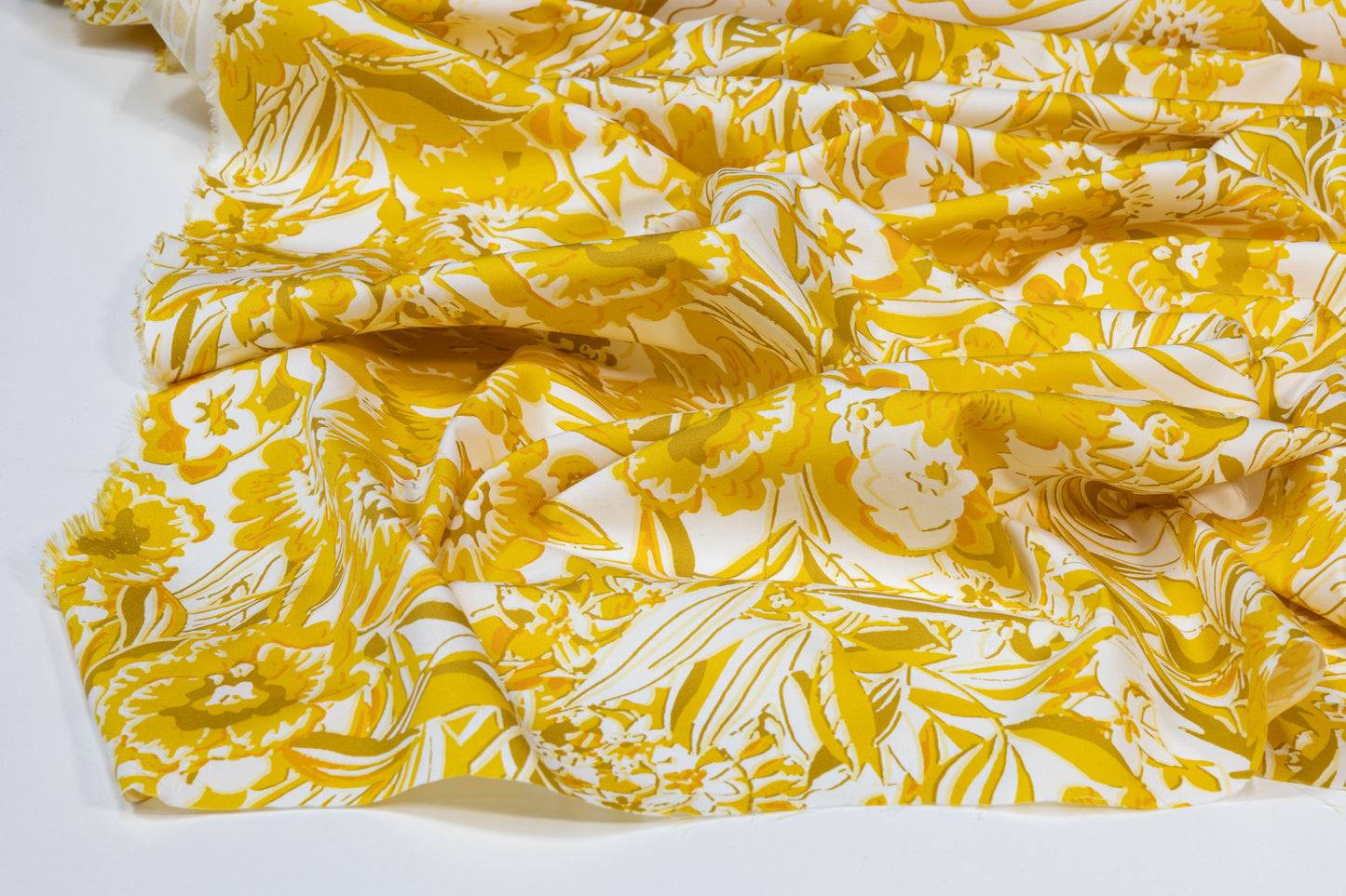 Floral Italian Cotton - Yellow, Khaki, Orange, White
