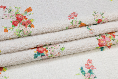 Crinkled Italian Stretch Cotton - White / Multicolor