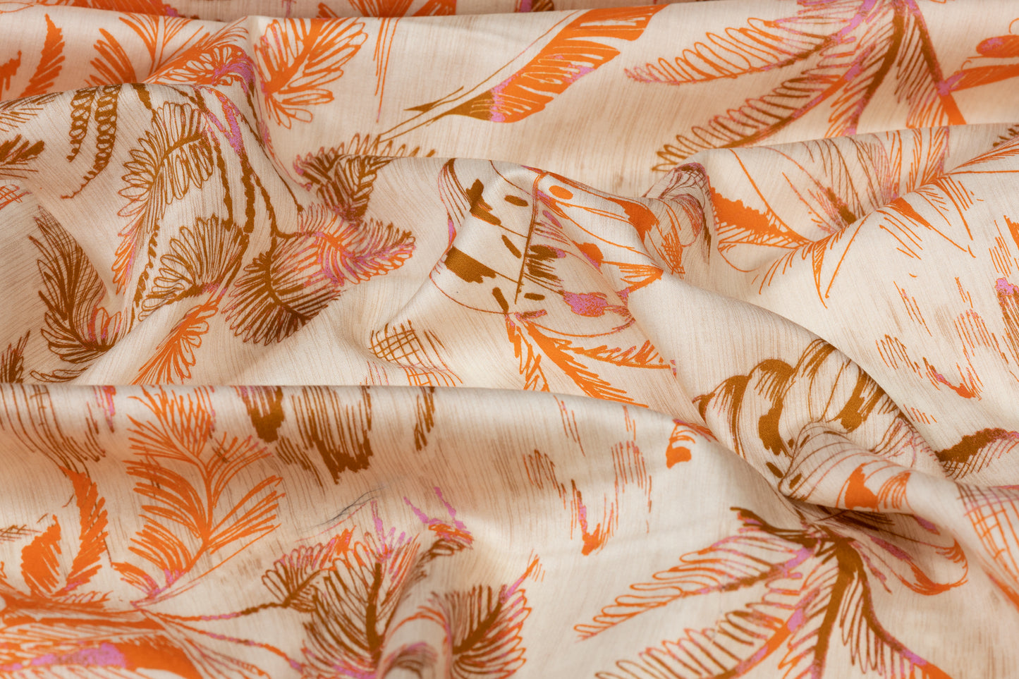 Tropical Printed Italian Cotton - Beige, Orange, Brown, Purple