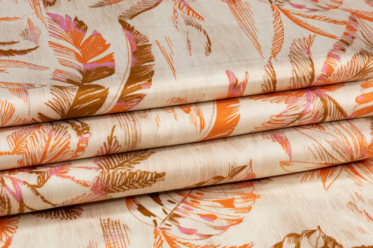 Tropical Printed Italian Cotton - Beige, Orange, Brown, Purple