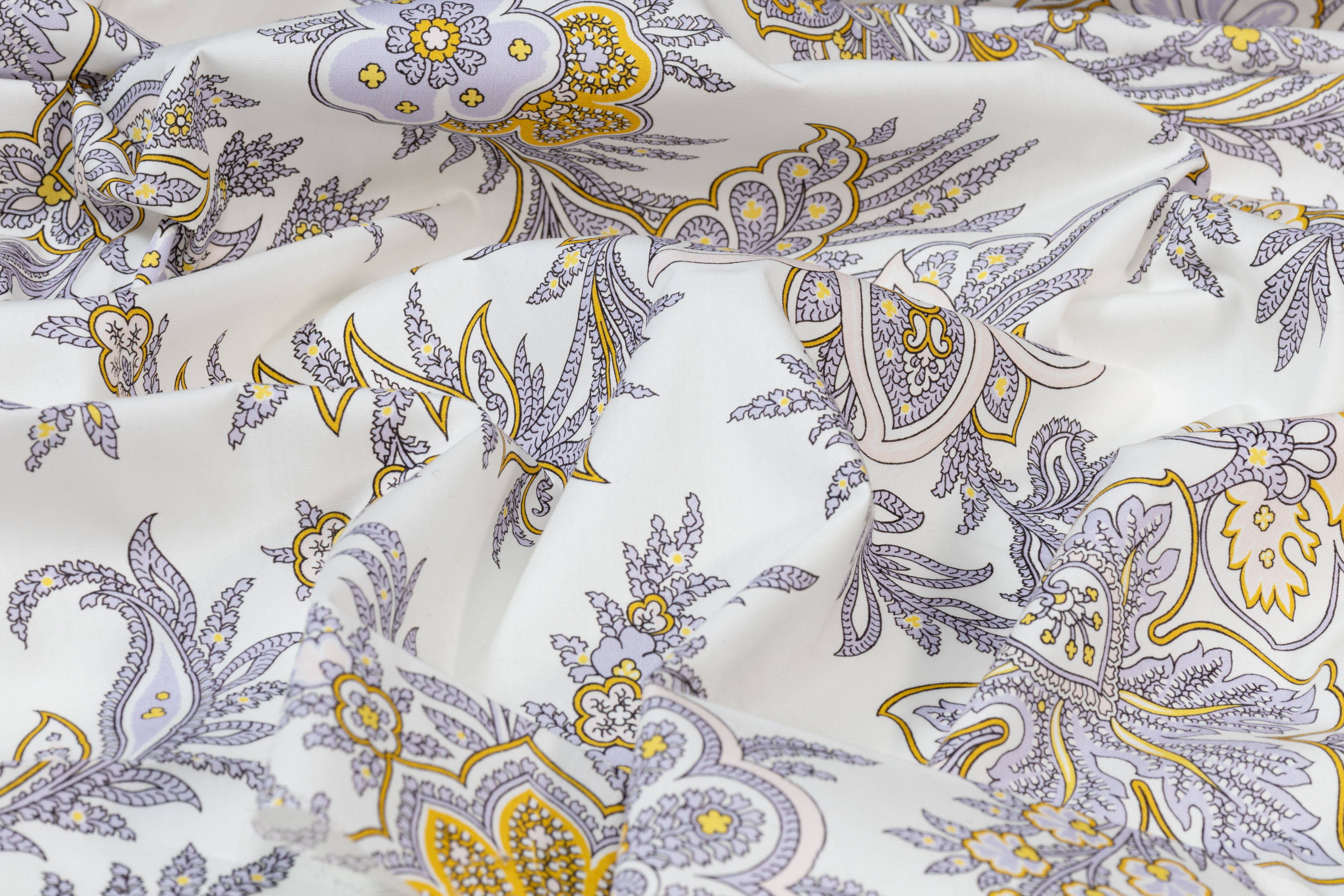 Floral Italian Cotton - Lavender, Gold, White