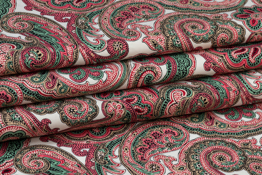 Paisley Italian Cotton - Pink, Green, White