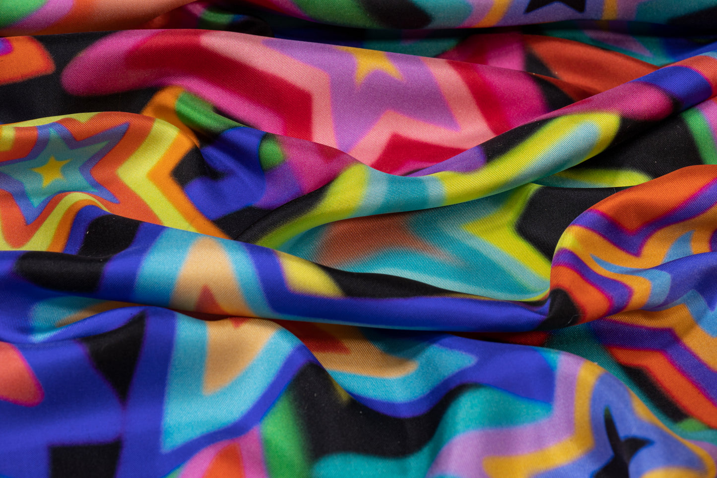 Star Printed Italian Silk Twill - Multicolor
