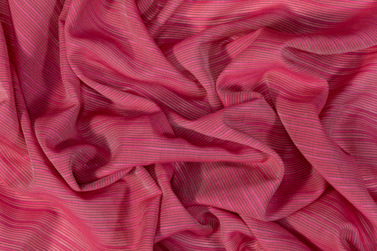 Pin Striped Cotton Voile - Magenta