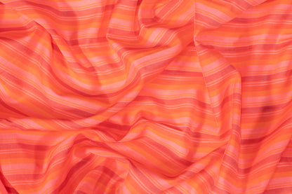 Striped Cotton Voile - Orange Pink