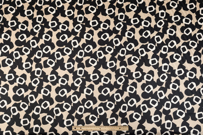 Abstract Italian Cotton Print - Taupe and Black