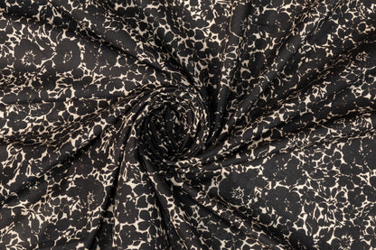 Floral Italian Cotton - Black and Off White