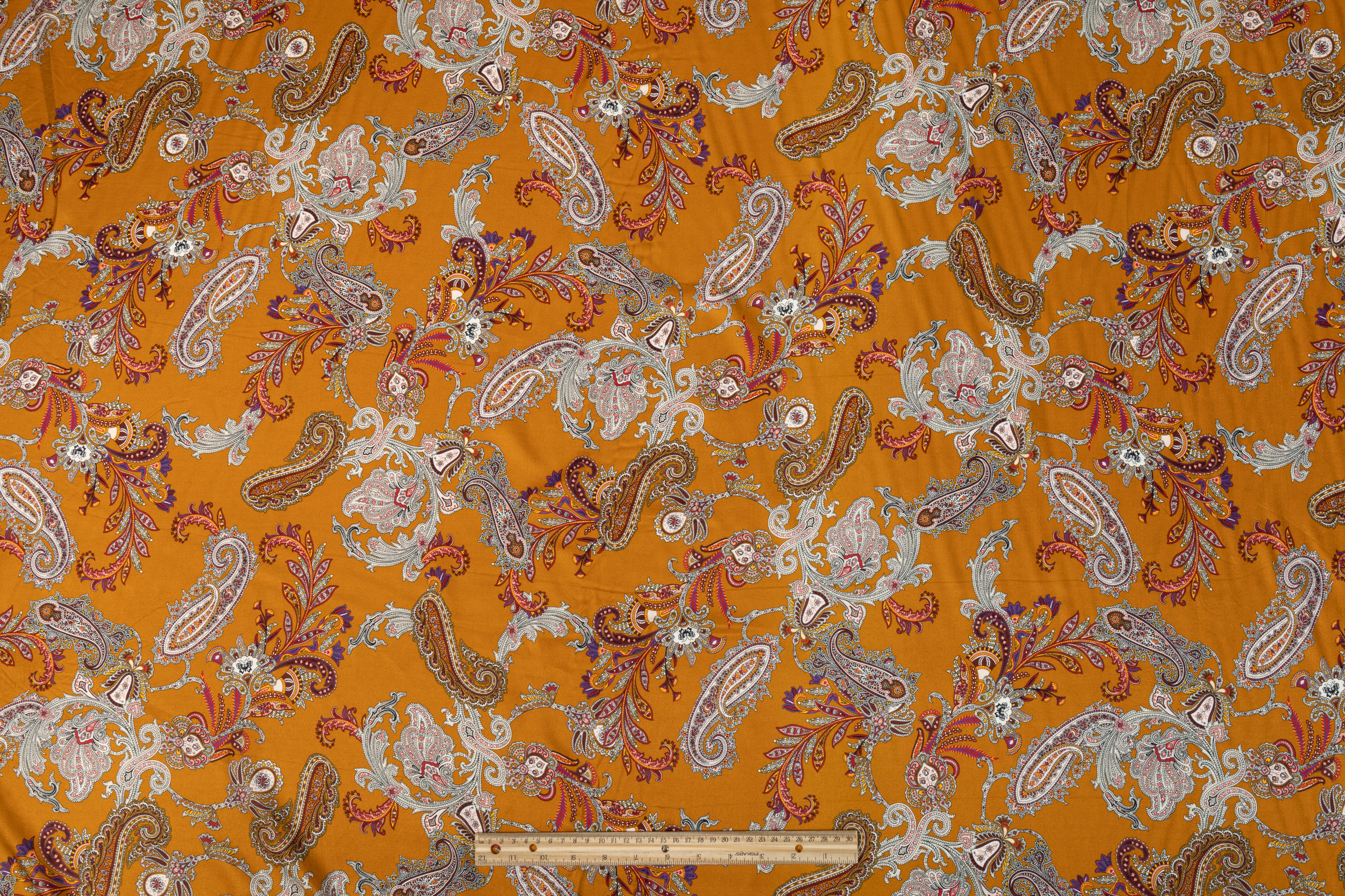 Paisley Italian Silk and Viscose Blend - Burned Orange