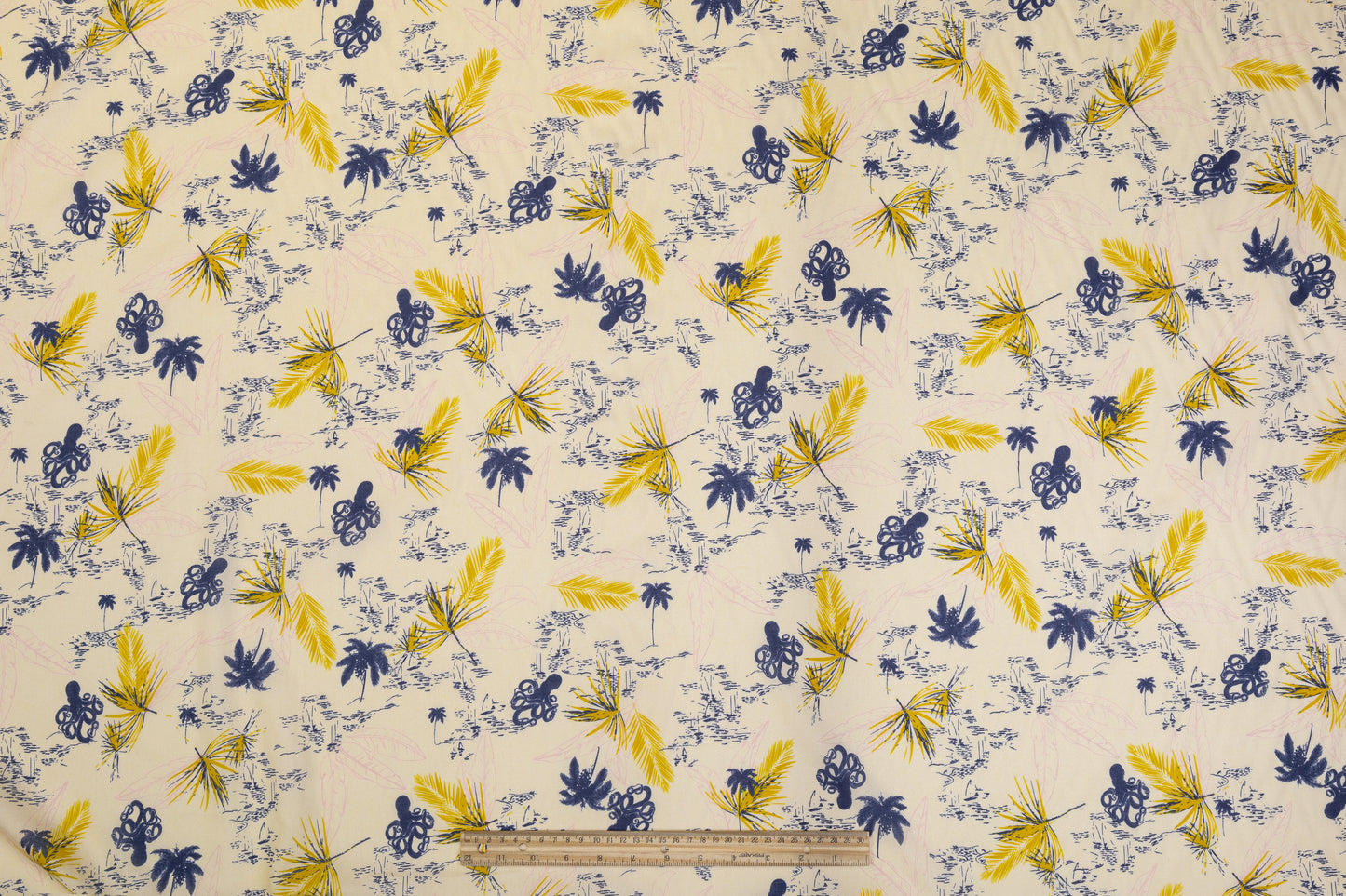 Tropical Italian Cotton - Beige, Blue, Yellow