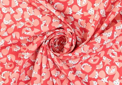Heart Printed Italian Cotton - Red, Pink, White