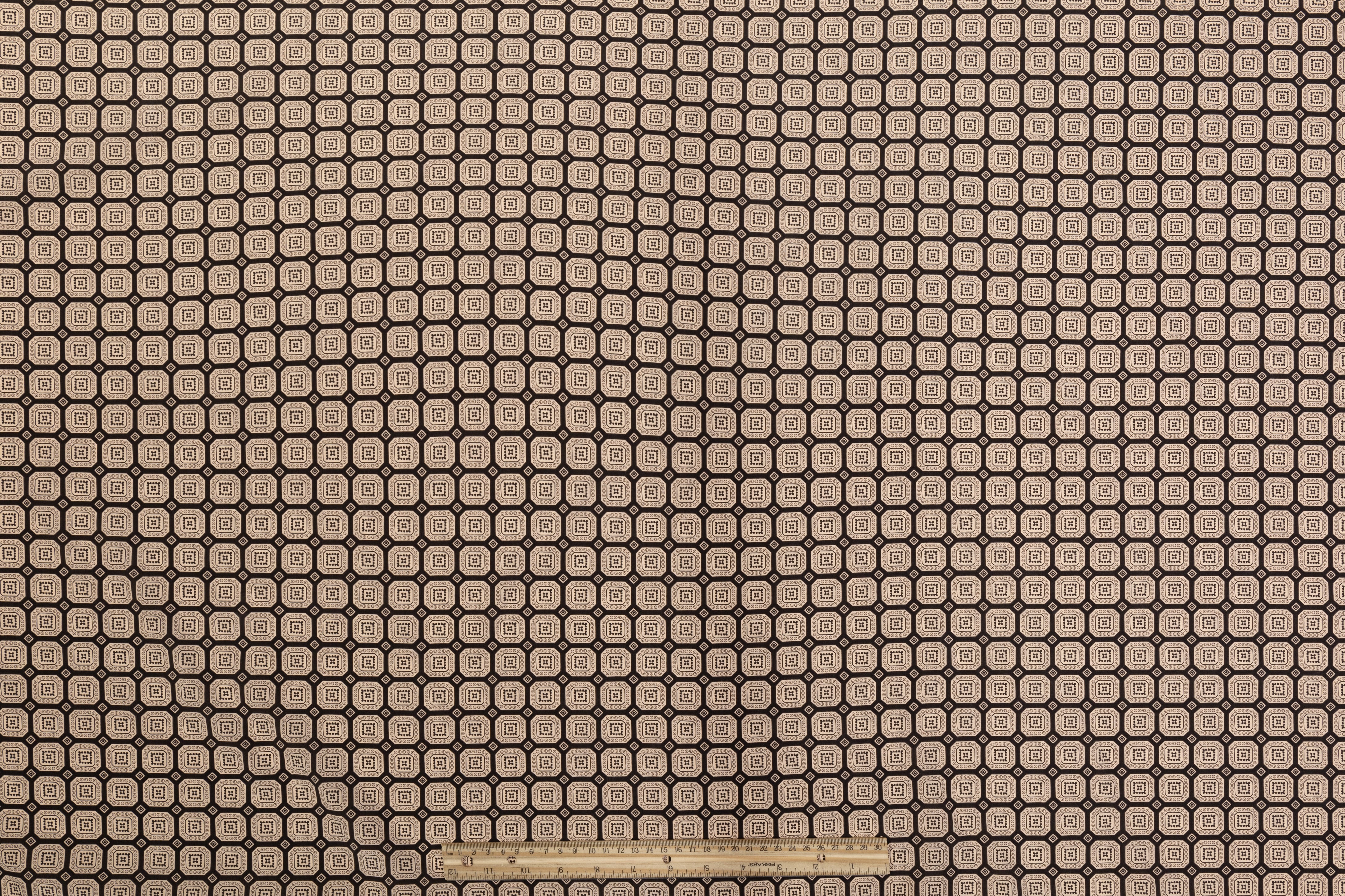Italian Silk and Cotton Sateen - Taupe and Washed Black