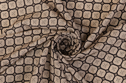 Italian Silk and Cotton Sateen - Taupe and Washed Black