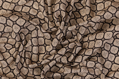 Italian Silk and Cotton Sateen - Taupe and Washed Black