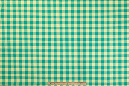 Plaid Cotton Shirting - Teal Green and Chartreuse