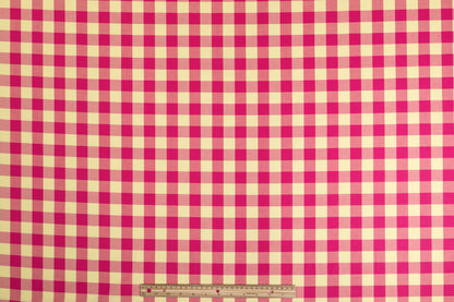 Plaid Cotton Shirting - Magenta and Yellow