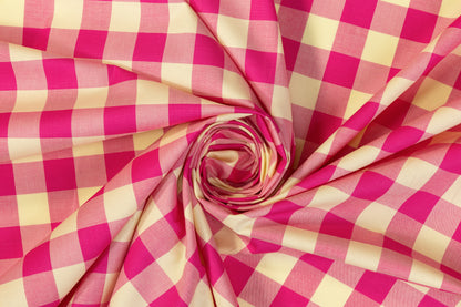 Plaid Cotton Shirting - Magenta and Yellow